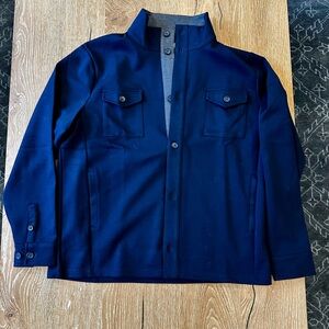 Men's Navy Lightweight Shirt Jacket - Minimal Utility Design